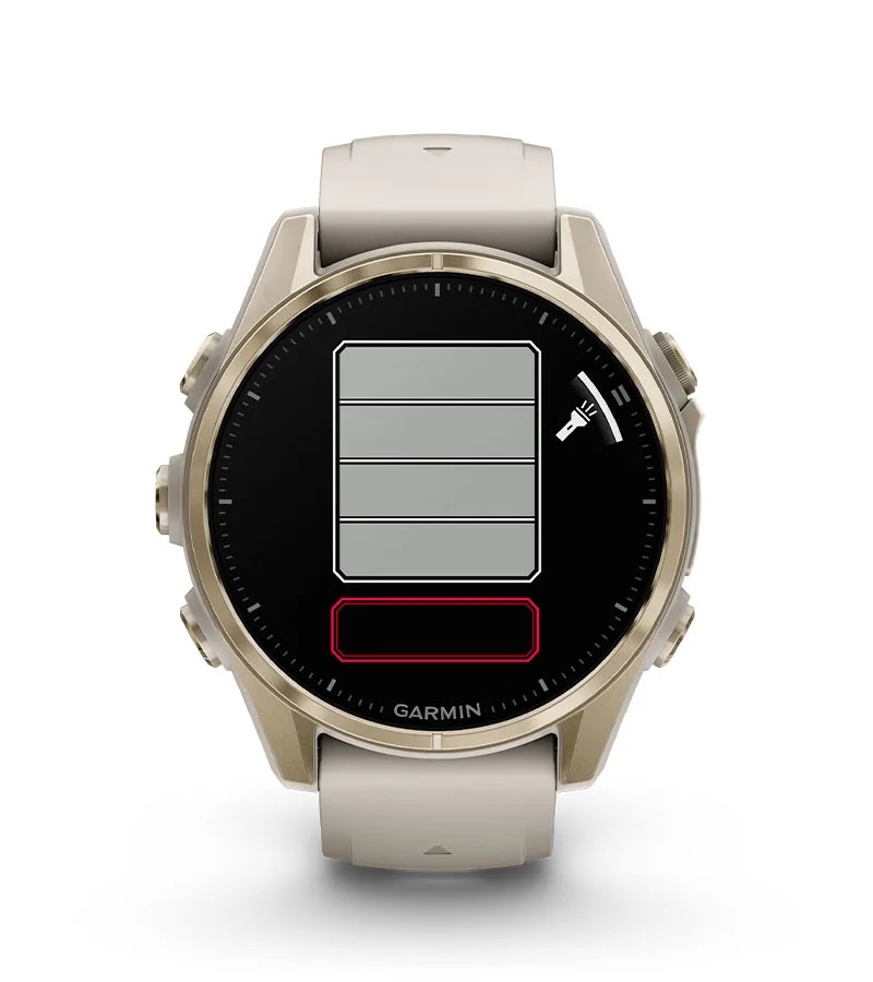 Умные часы Garmin Fenix 8, 43 мм, AMOLED, Sapphire soft gold stainless steel with fog gray leather band plus fog gray/dark sandstone silicone band